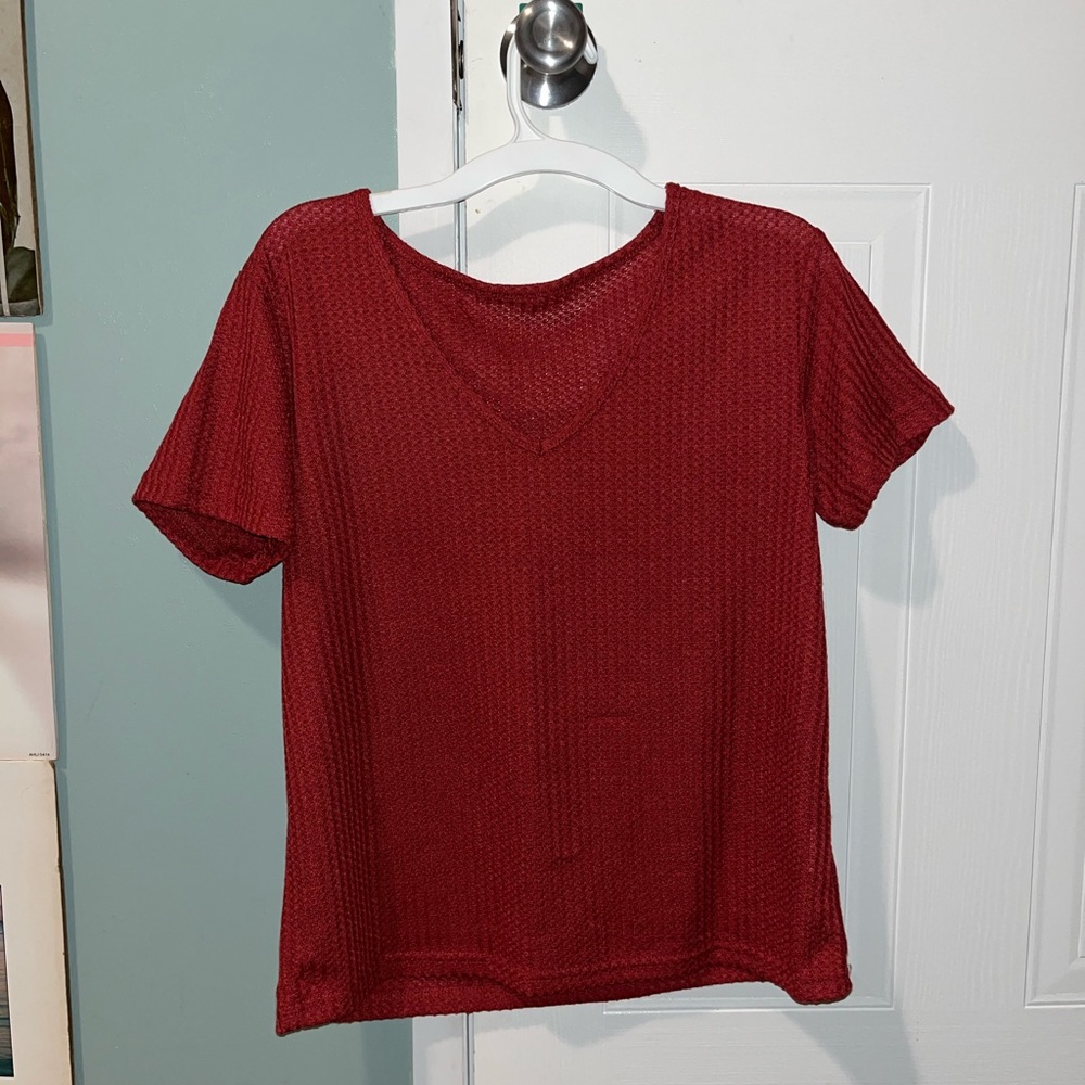 Maroon waffle shirt